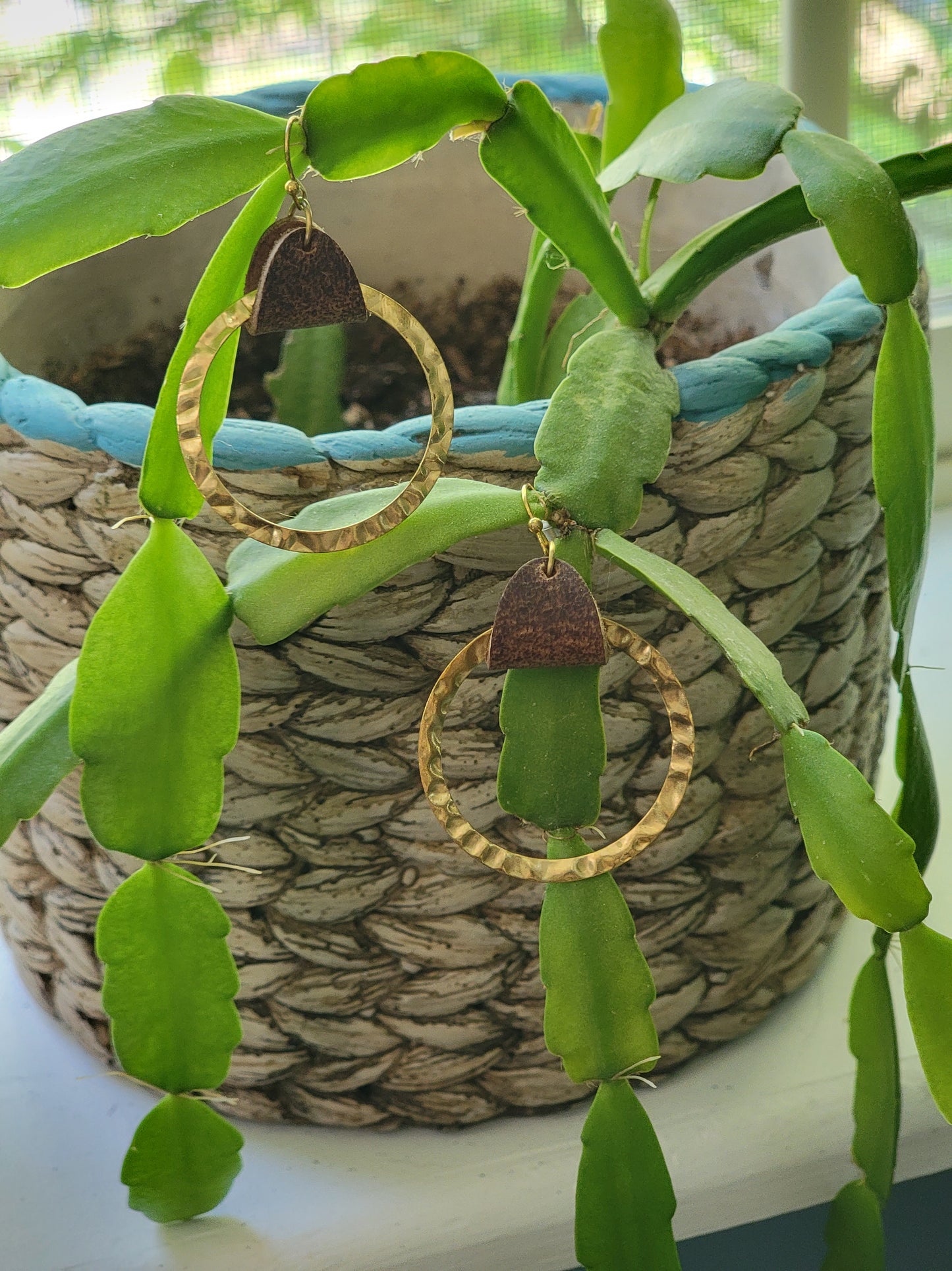 Brass Hoop with Leather