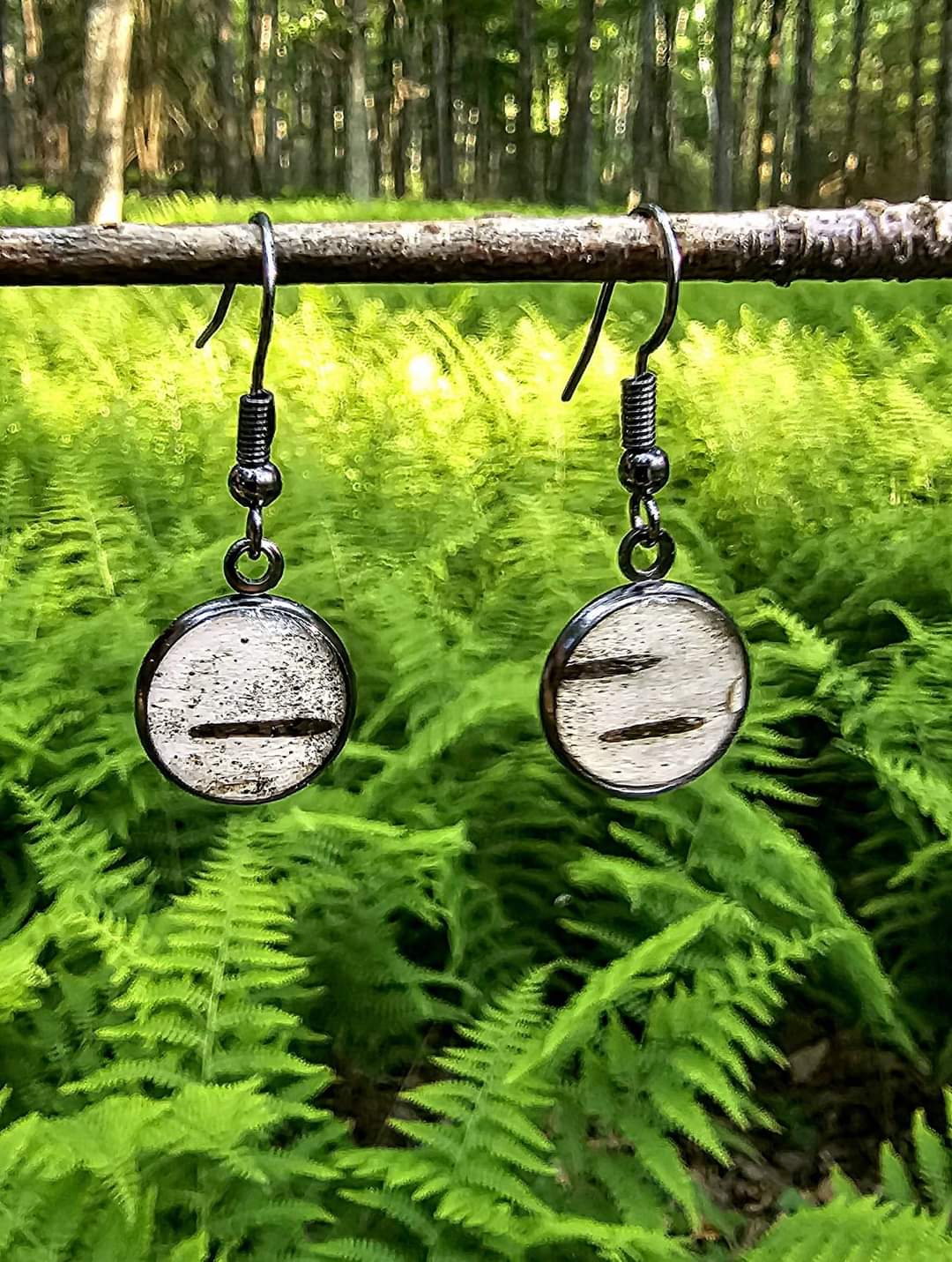 Birch bark dangle earring