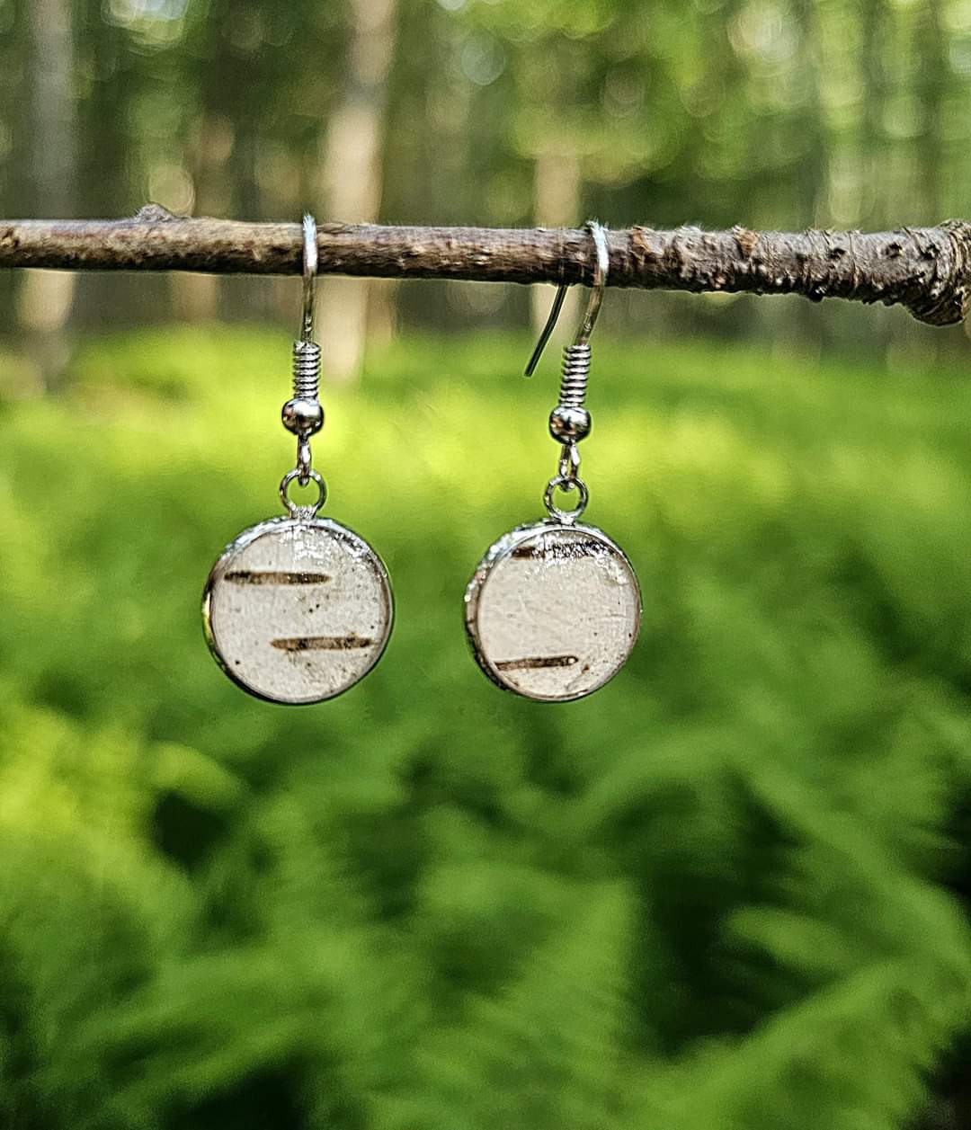 Birch bark dangle earring